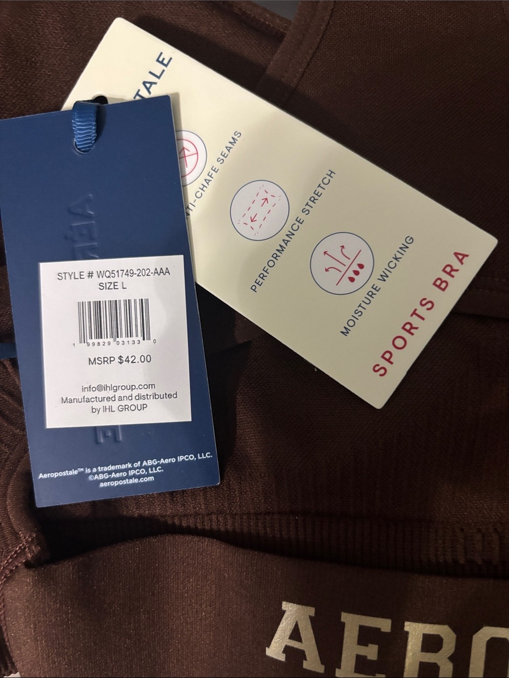 Aeropostale Chocolate Brown Racerback Sports Bra - Picture 3 of 3
